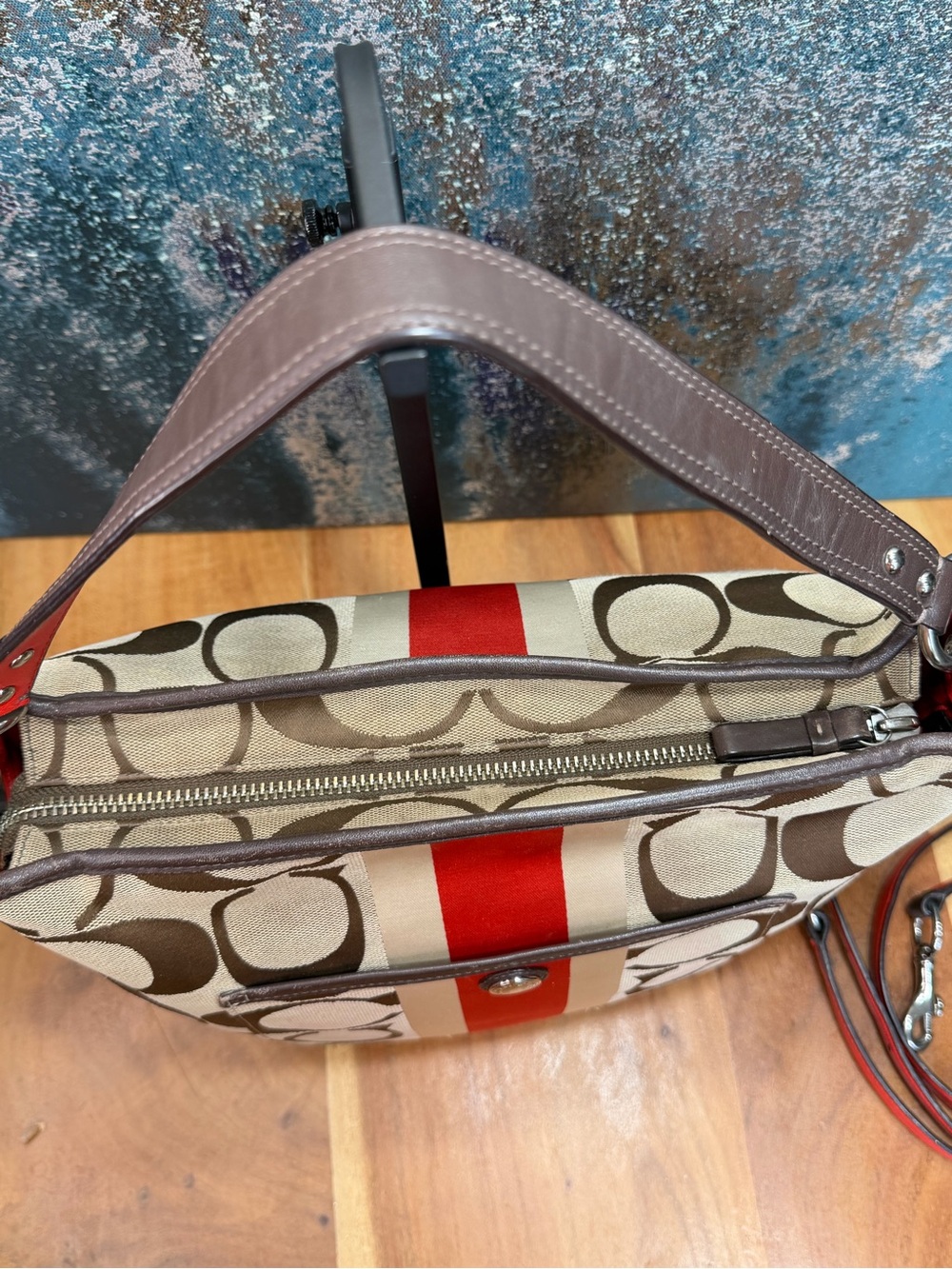Coach 2012 Y2K Monogram Orange/Tan Crossbody Bag (Fair) - Picture 9 of 15